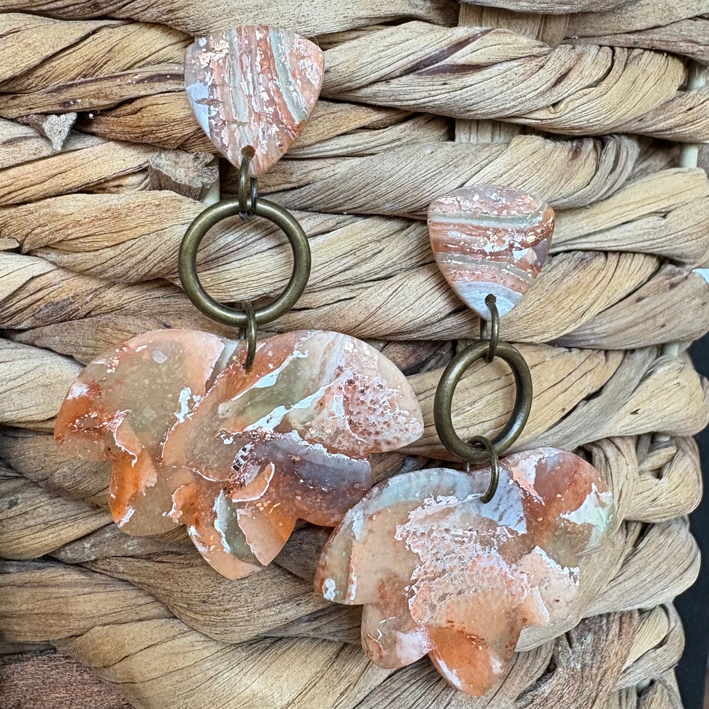 Noble Flower Agate Dangle Earrings |The Oak & Grey