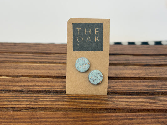 Pale Teal Speckle Round Stud Earrings | The Oak & Grey