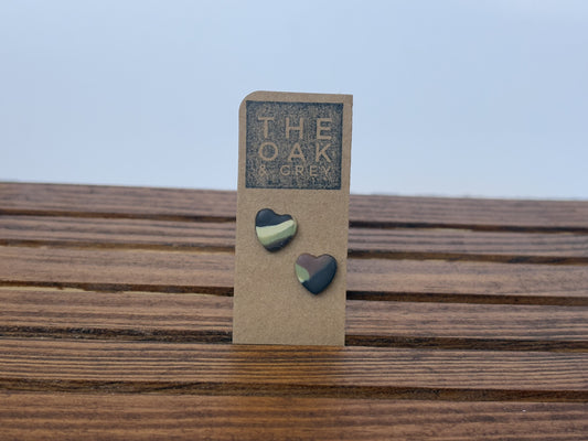 Camo Heart Stud Earrings | The Oak & Grey