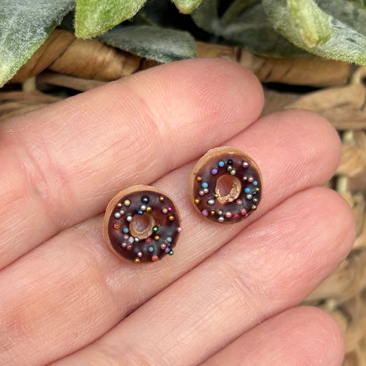 Sprinkles Chocolate Frosted Donut Stud Earrings | The Oak & Grey