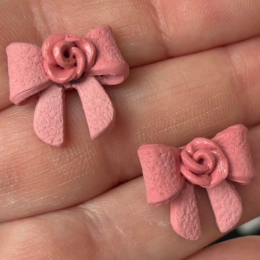 Blush Rose Bow Stud Earrings | The Oak & Grey