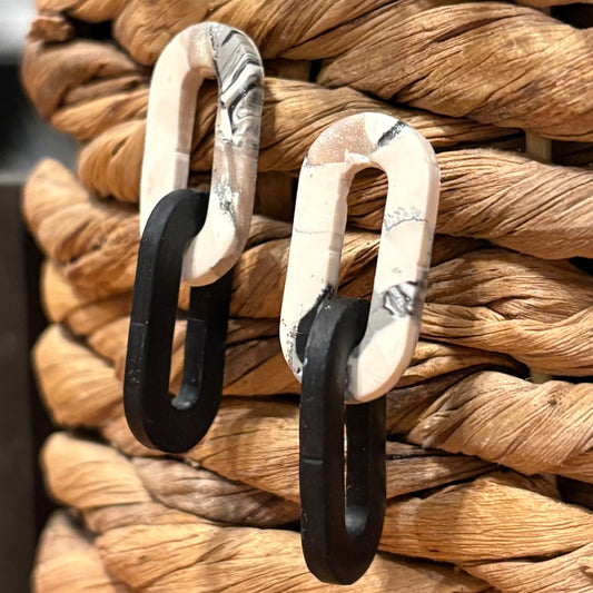 Onyx Double Link Dangle Earrings | The Oak & Grey