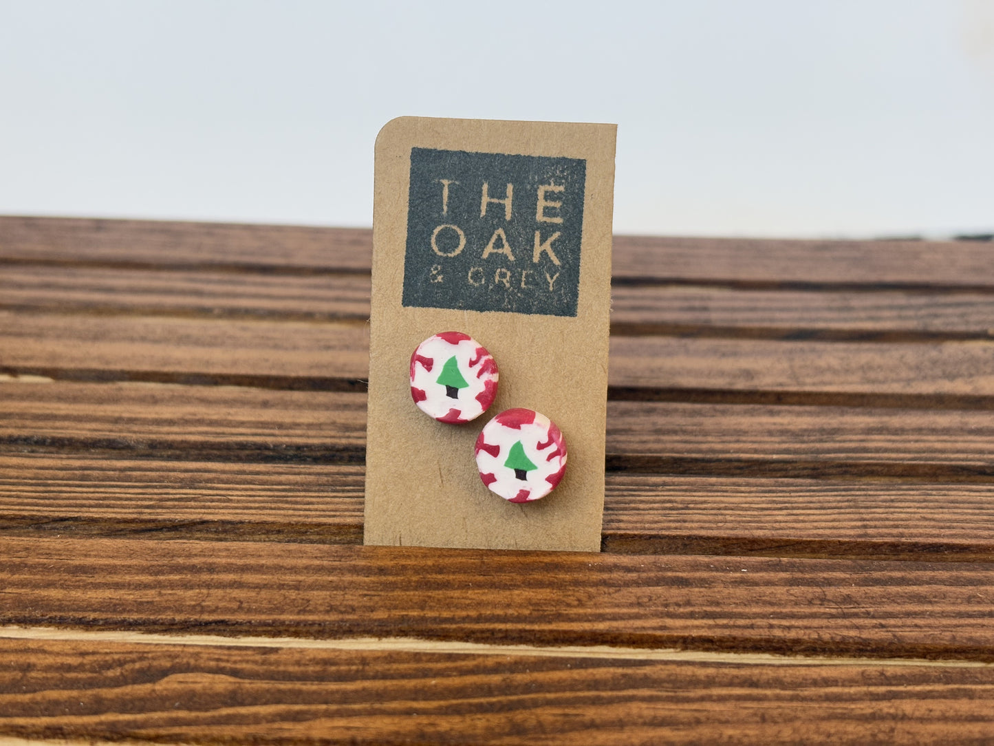 Christmas Tree Nougat Stud Earrings | The Oak & Grey