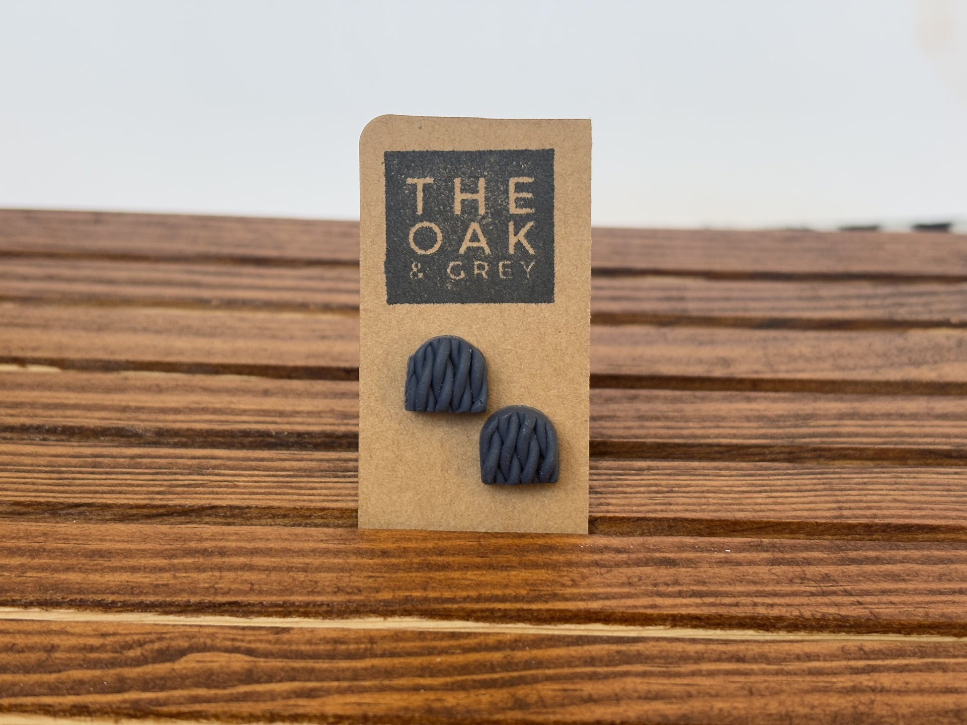 Navy Woven Arch Stud Earrings | The Oak & Grey