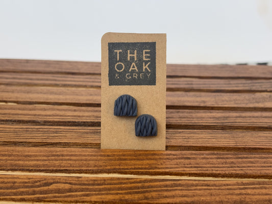 Navy Woven Arch Stud Earrings | The Oak & Grey