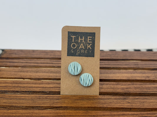 Pale Teal Round Weave Studs | The Oak & Grey