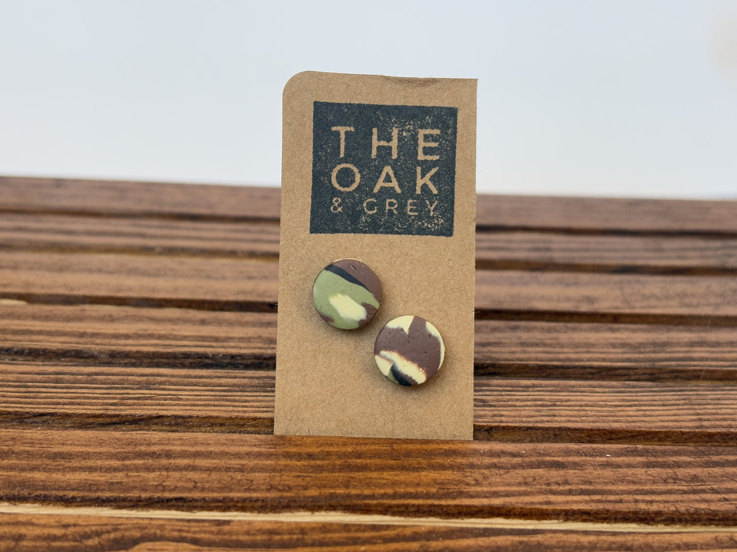 Camo Round Stud Earrings | The Oak & Grey