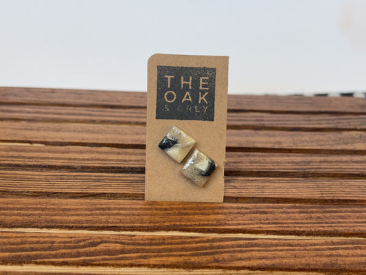 Gold Sparkstone Square Stud Earrings | The Oak & Grey