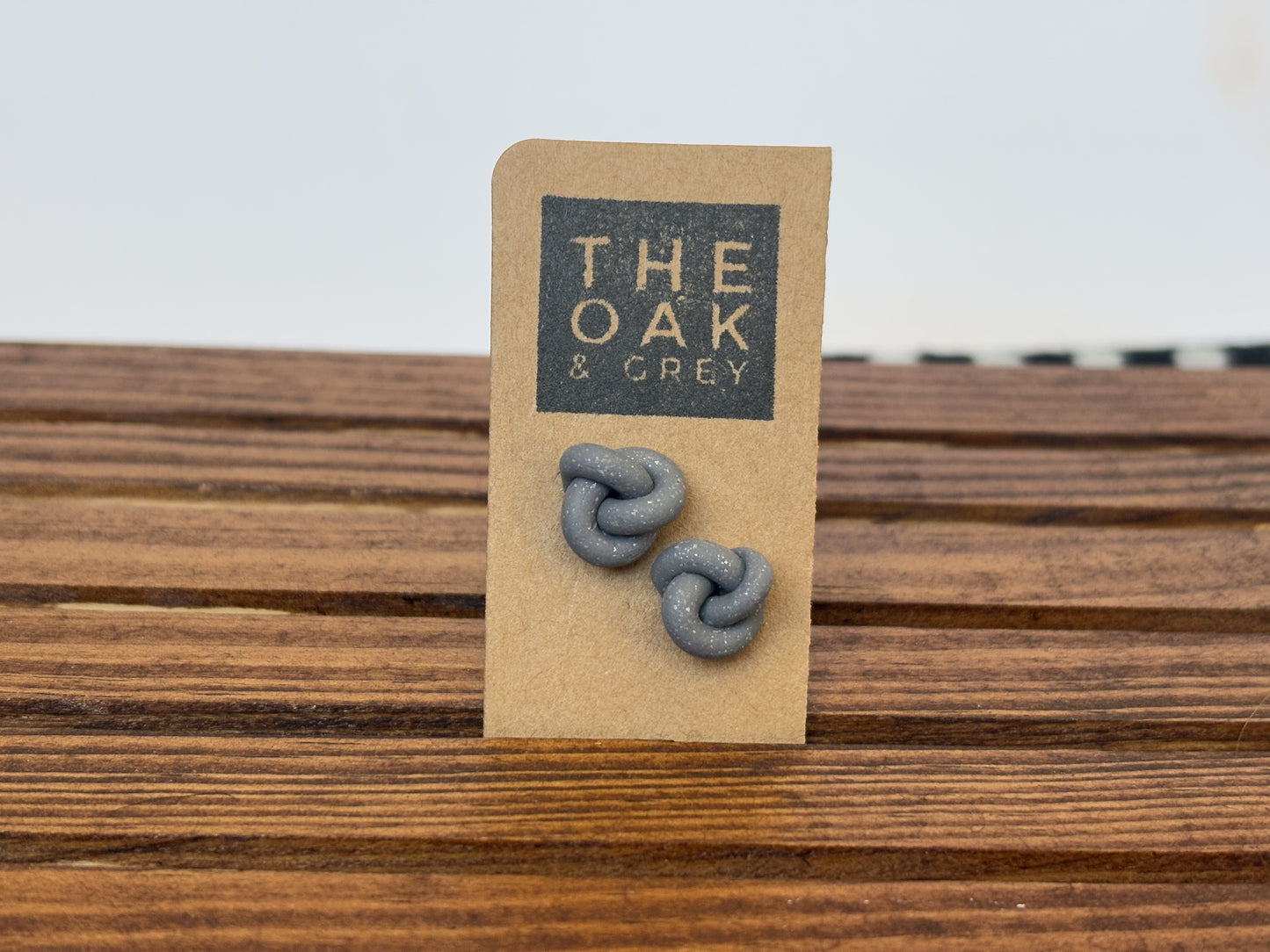 Steel Shimmer Knot Stud Earrings | The Oak & Grey