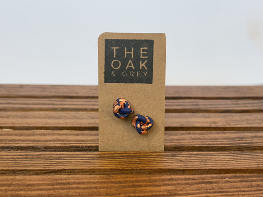 Cobalt Copper Knot Stud Earrings | The Oak & Grey