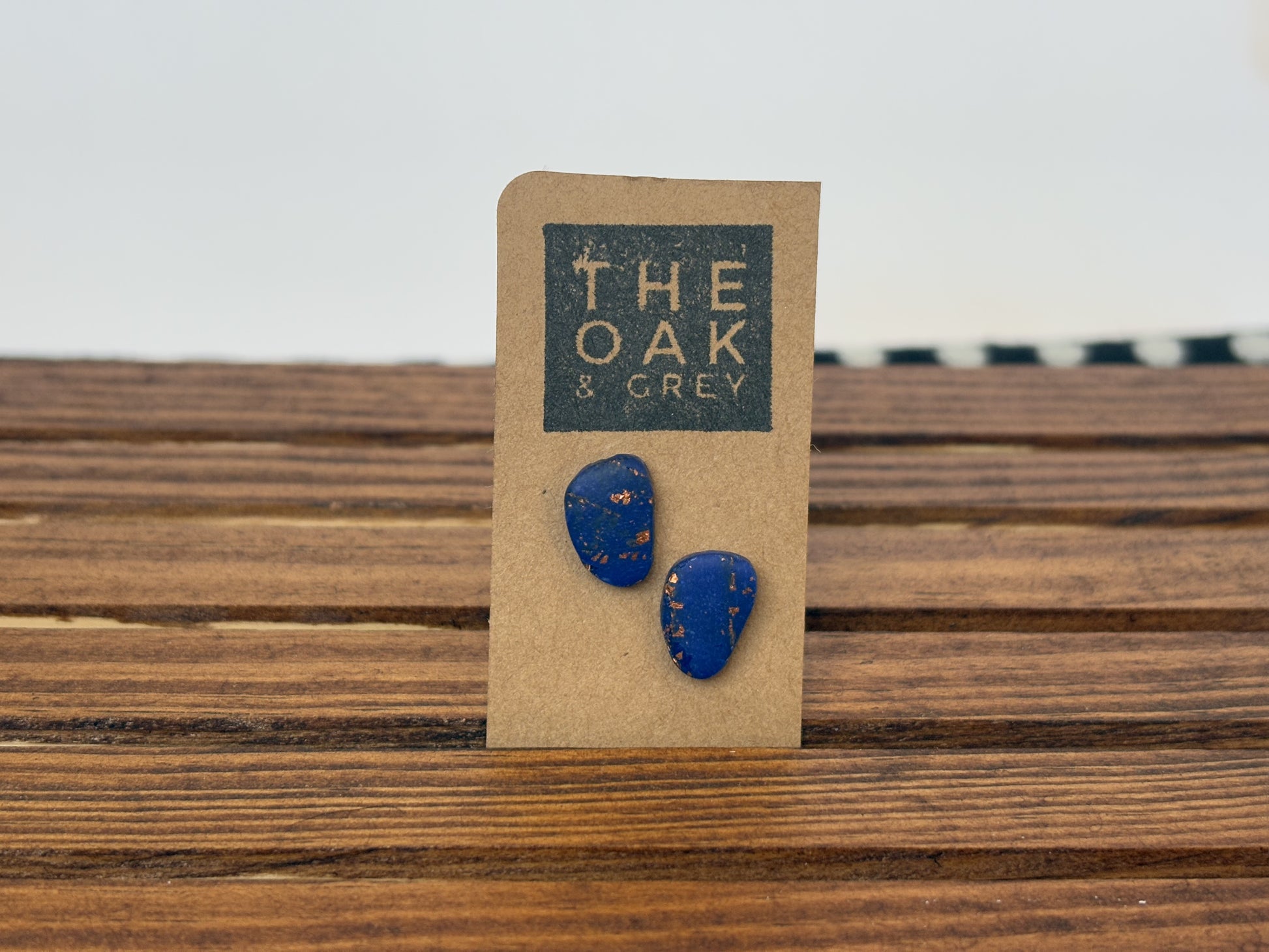 Cobalt Copper Pebble Stud Earrings | The Oak & Grey