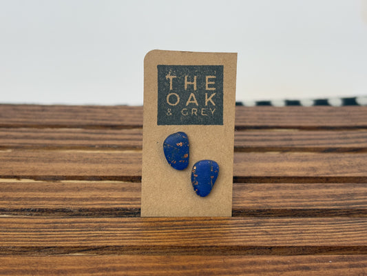 Cobalt Copper Pebble Stud Earrings | The Oak & Grey
