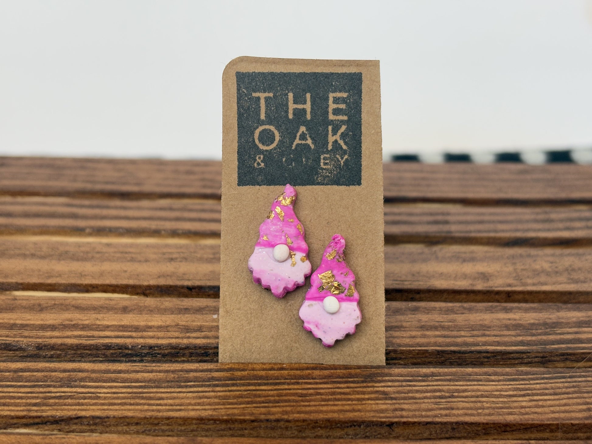 Pink Marble Cheeky Gnome Stud Earrings | The Oak & Grey