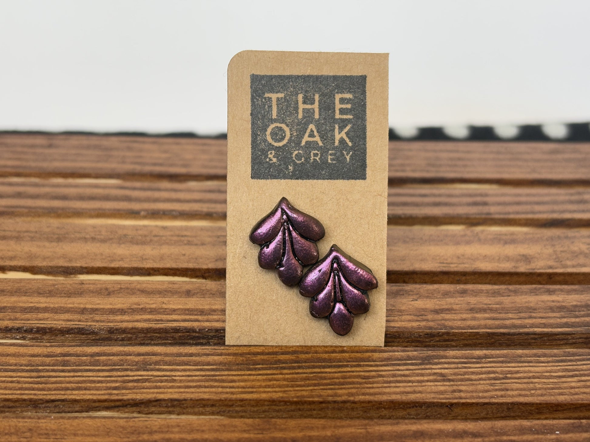 Purple Chameleon Frond Stud Earrings | The Oak & Grey