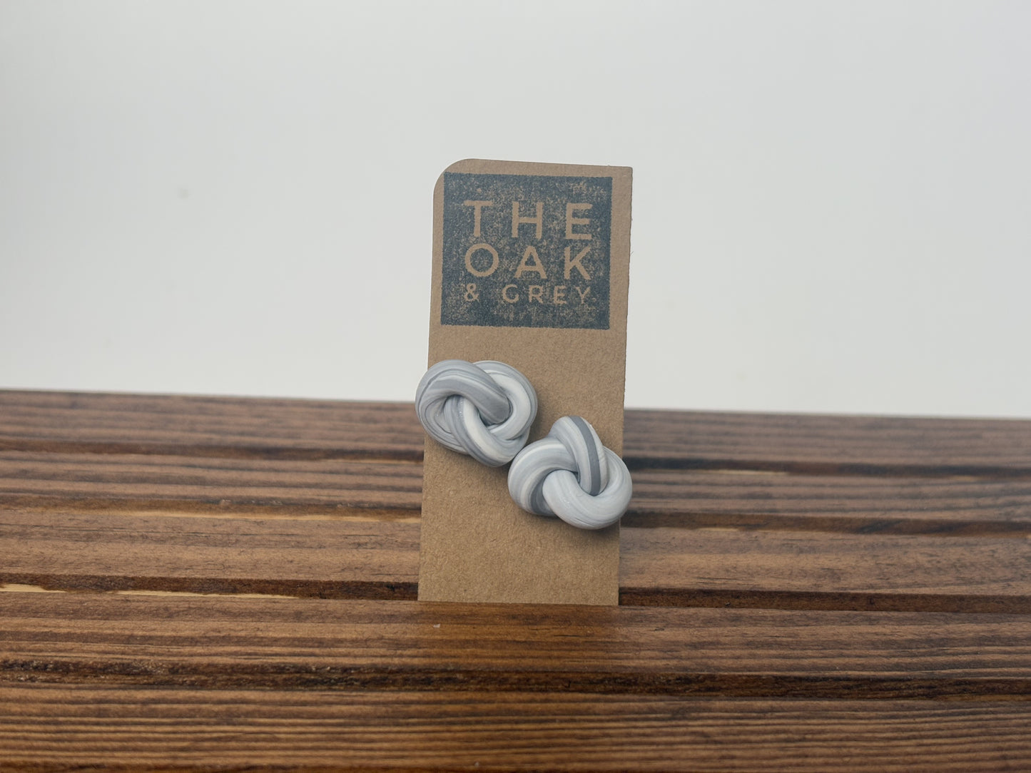 Grey Marble Knot Stud Earrings | The Oak & Grey