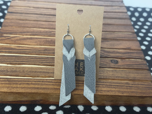 Grey Bleed Knot Leather Dangle Earrings | The Oak & Grey