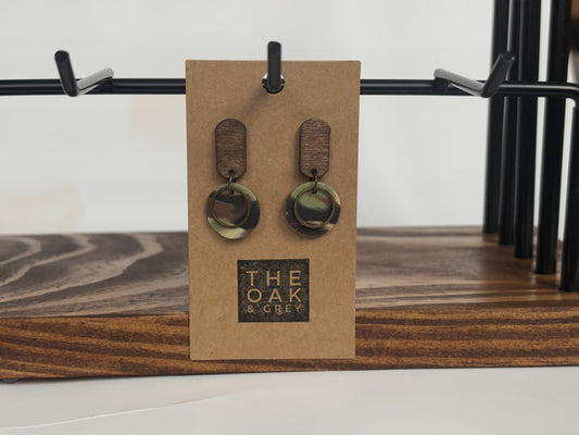 Camo Double Circle Dangle Earrings | The Oak & Grey
